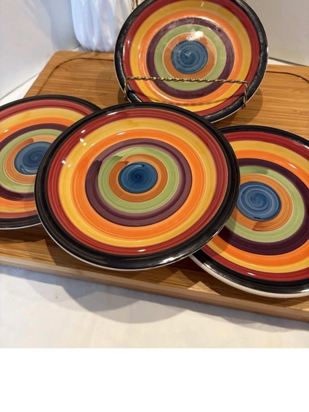 Philippe Richard Rondo Salad Plate Striped Ceramic Salad/Dessert Plate Multico